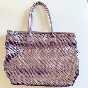 Elegant Large Woven Tote Bag - Lavender/purple/silver Deux Leux Anthropologie